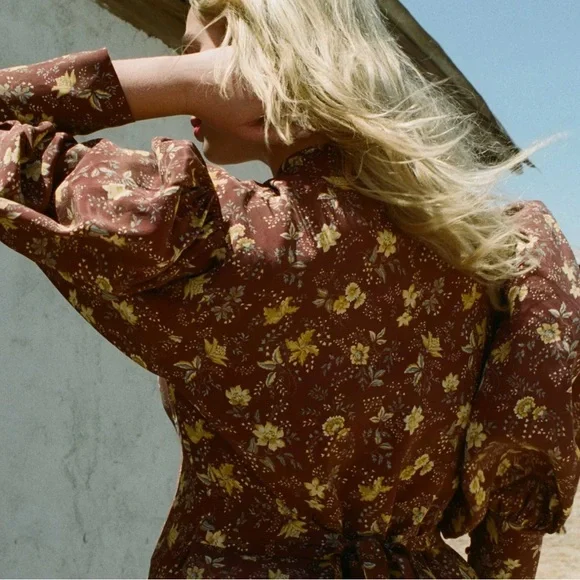 DOEN Blossom dress S in cherrywood winding vine floral - Picture 5 of 8